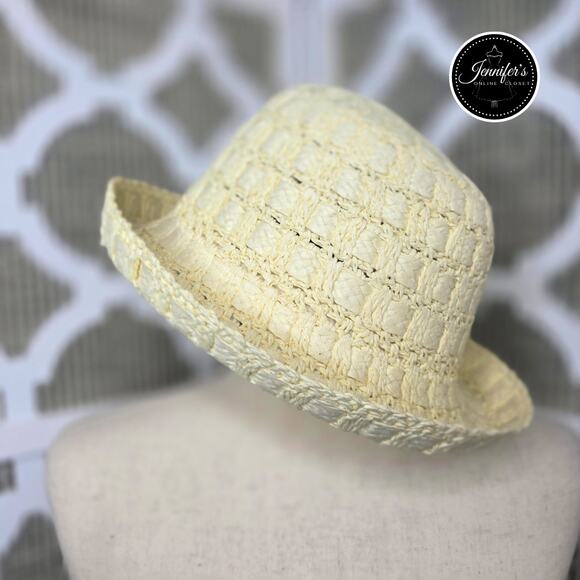 Arlin Cream Women's Vintage Interwoven Summer Hat One Size - Picture 1 of 9